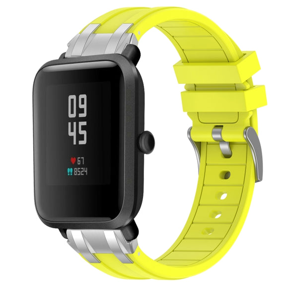 For Amazfit Bip Lite 20mm Quick Release Silver Buckle Royal Silicone Watch Band(Vital Yellow)