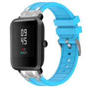 For Amazfit Bip Lite 20mm Quick Release Silver Buckle Royal Silicone Watch Band(Sky Blue)