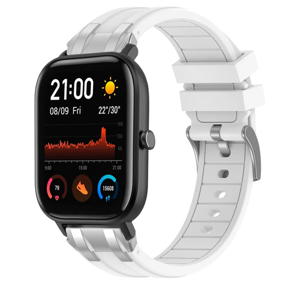 For Amazfit GTS 20mm Quick Release Silver Buckle Royal Silicone Watch Band(White)