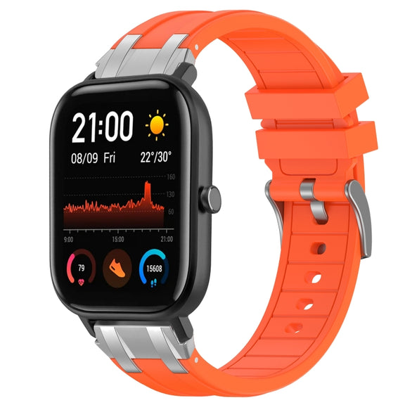 For Amazfit GTS 20mm Quick Release Silver Buckle Royal Silicone Watch Band(Orange)