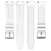 For Amazfit Bip 20mm Quick Release Silver Buckle Royal Silicone Watch Band(White)