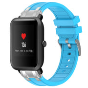 For Amazfit Bip 20mm Quick Release Silver Buckle Royal Silicone Watch Band(Sky Blue)