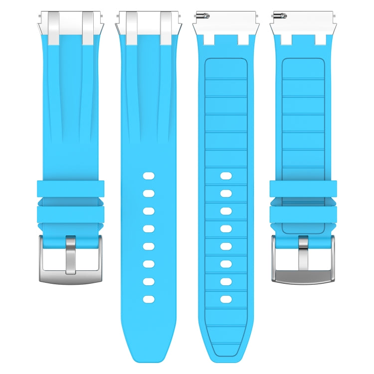 For Amazfit Bip 20mm Quick Release Silver Buckle Royal Silicone Watch Band(Sky Blue)