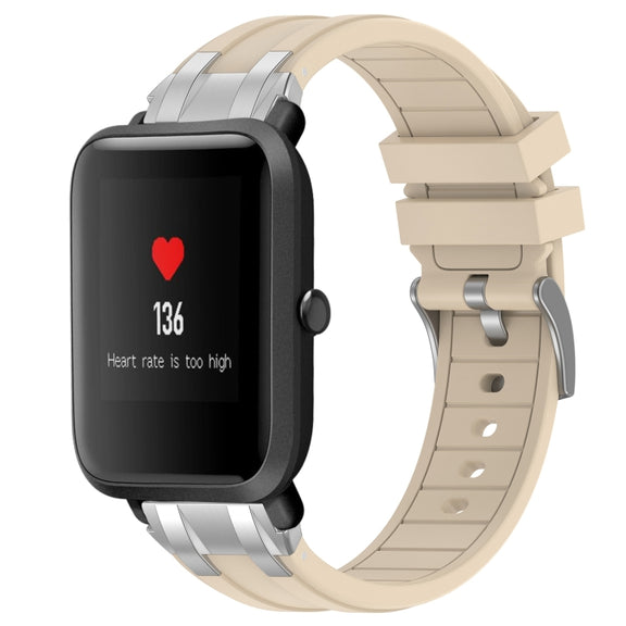 For Amazfit Bip 20mm Quick Release Silver Buckle Royal Silicone Watch Band(Starlight)
