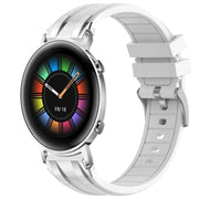 For Huawei Watch GT2 42mm 20mm Quick Release Silver Buckle Royal Silicone Watch Band(White)