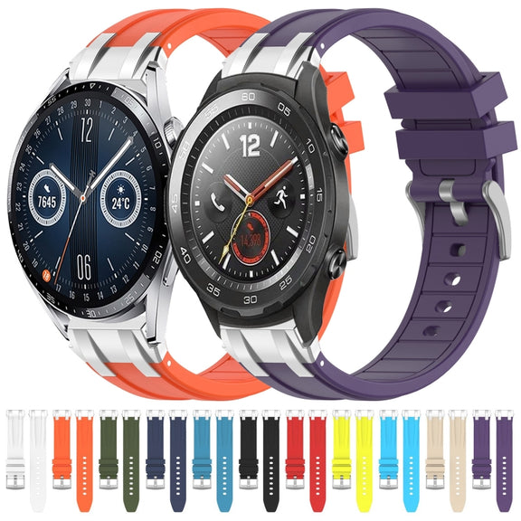 For Huawei Watch GT3 42mm 20mm Quick Release Silver Buckle Royal Silicone Watch Band(Purple)