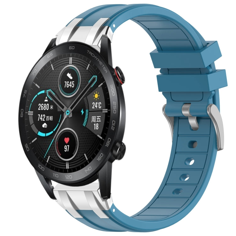 For Honor Magic Watch 2 42mm 20mm Quick Release Silver Buckle Royal Silicone Watch Band(Sea Blue) - free shipping - PMC TechLife - Order now!