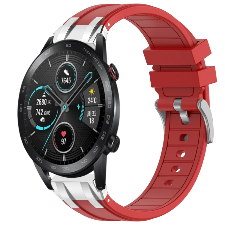 For Honor Magic Watch 2 42mm 20mm Quick Release Silver Buckle Royal Silicone Watch Band(Red) - free shipping - PMC TechLife - Order now!