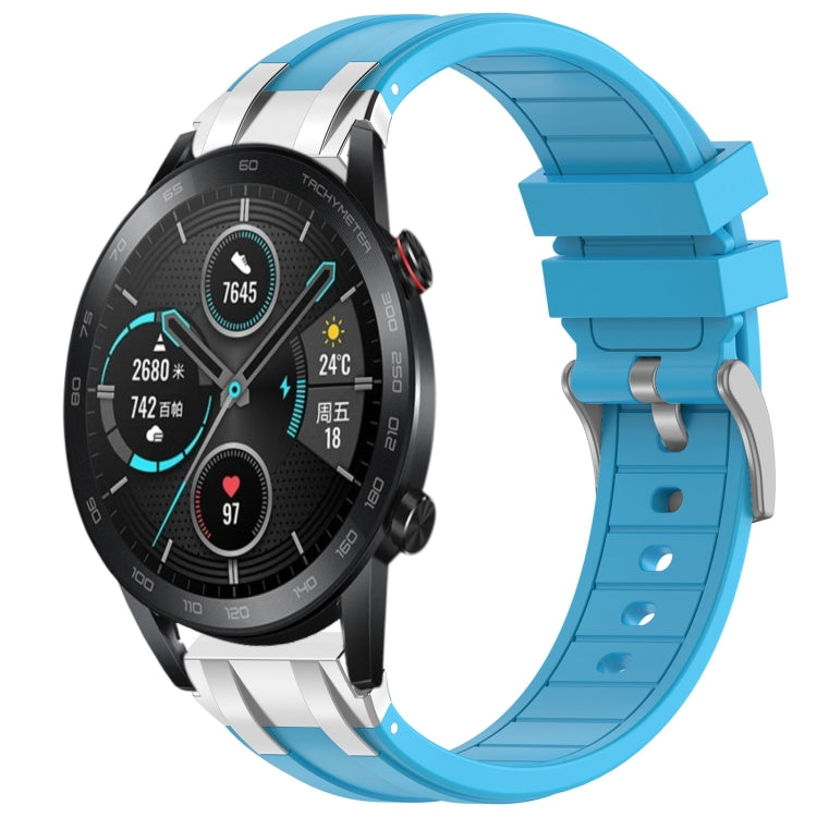 For Honor Magic Watch 2 42mm 20mm Quick Release Silver Buckle Royal Silicone Watch Band(Sky Blue) - free shipping - PMC TechLife - Order now!