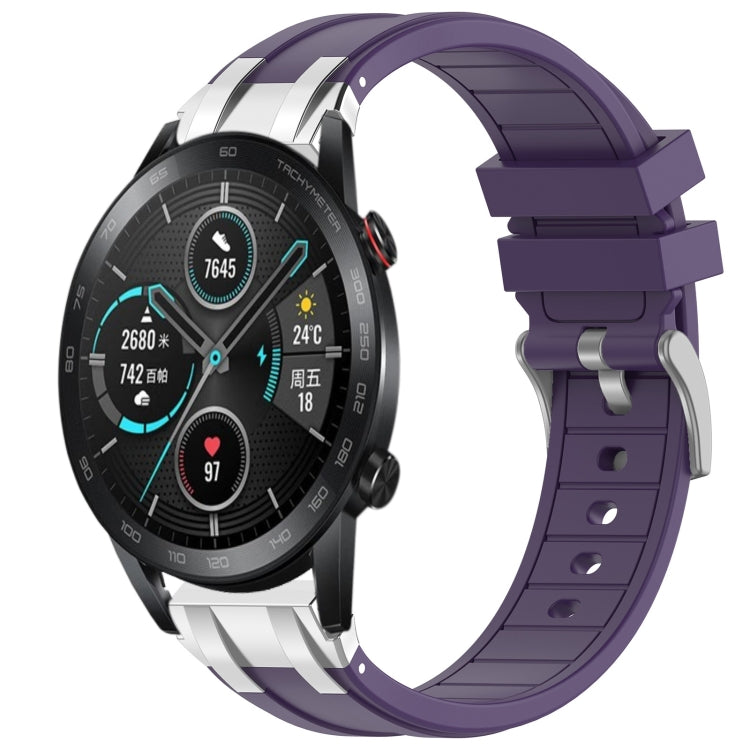 For Honor Magic Watch 2 42mm 20mm Quick Release Silver Buckle Royal Silicone Watch Band(Purple) - free shipping - PMC TechLife - Order now!