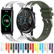 For Honor Watch ES 20mm Quick Release Silver Buckle Royal Silicone Watch Band(White)