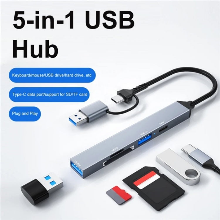 ADS-806D Type-C+USB to USB 3.0 Hub SD / TF Card Reader Multi-Function Docking Station - USB 3.0 HUB by PMC Jewellery | Online Shopping South Africa | PMC Jewellery | Buy Now Pay Later Mobicred
