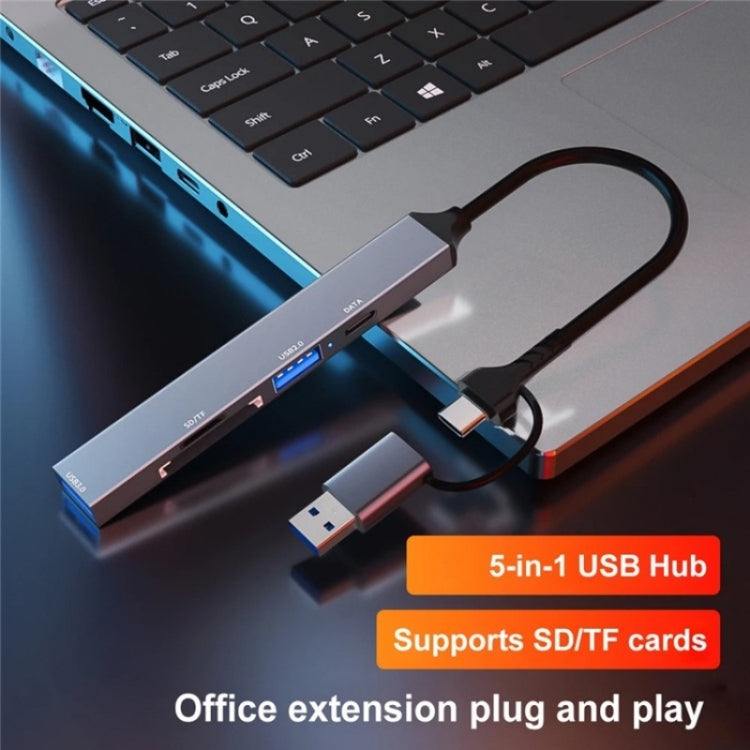 ADS-806D Type-C+USB to USB 3.0 Hub SD / TF Card Reader Multi-Function Docking Station - USB 3.0 HUB by PMC Jewellery | Online Shopping South Africa | PMC Jewellery | Buy Now Pay Later Mobicred