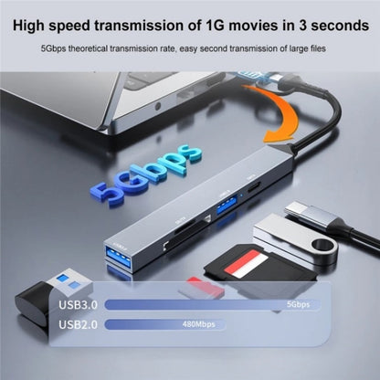 ADS-806D Type-C+USB to USB 3.0 Hub SD / TF Card Reader Multi-Function Docking Station - USB 3.0 HUB by PMC Jewellery | Online Shopping South Africa | PMC Jewellery | Buy Now Pay Later Mobicred