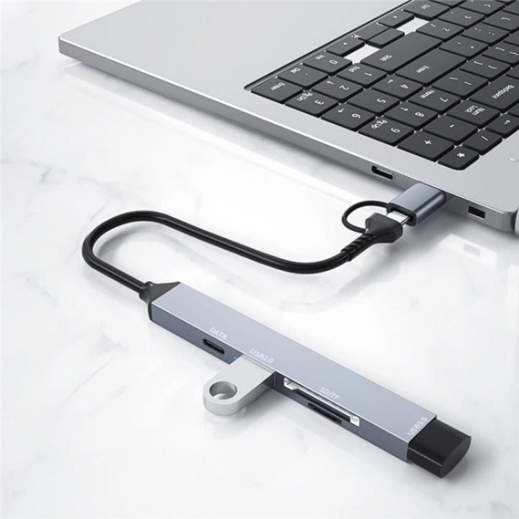 ADS-806D Type-C+USB to USB 3.0 Hub SD / TF Card Reader Multi-Function Docking Station - USB 3.0 HUB by PMC Jewellery | Online Shopping South Africa | PMC Jewellery | Buy Now Pay Later Mobicred