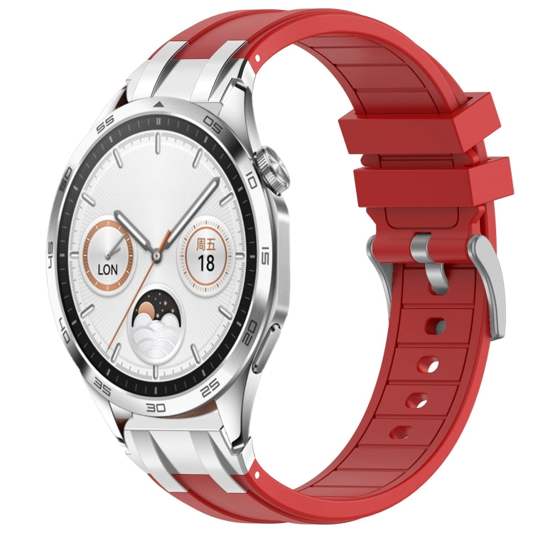 For Huawei Watch GT4 46mm 22mm Quick Release Silver Buckle Royal Silicone Watch Band(Red) - free shipping - PMC TechLife - Order now!
