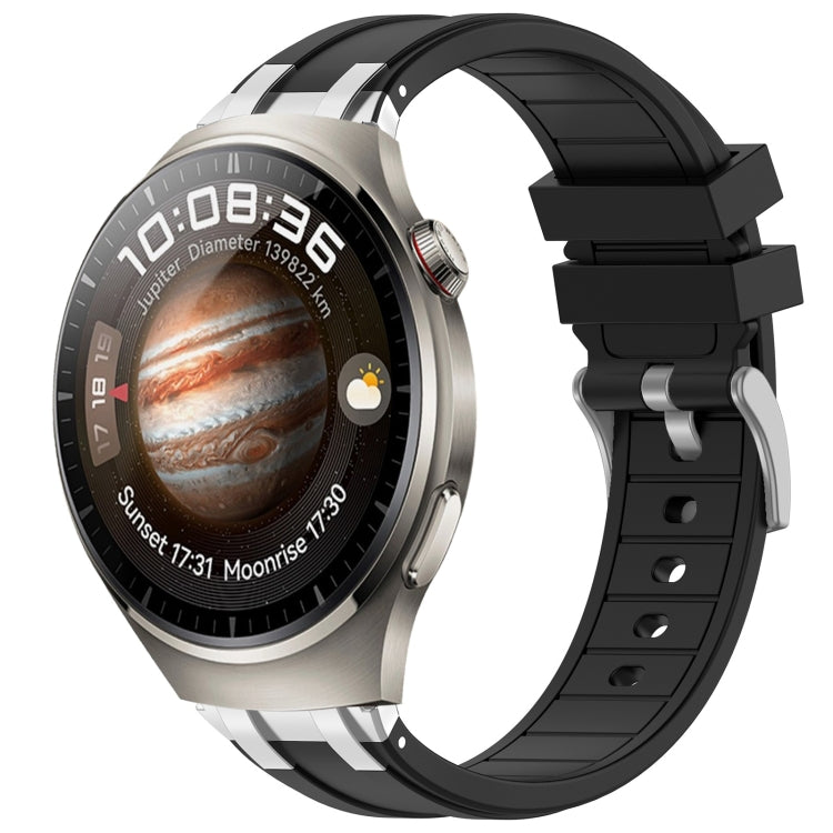 For Huawei Watch 4 Pro 22mm Quick Release Silver Buckle Royal Silicone Watch Band(Black) - free shipping - PMC TechLife - Order now!