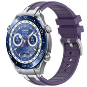 For Huawei Watch Ultimate 22mm Quick Release Silver Buckle Royal Silicone Watch Band(Purple)