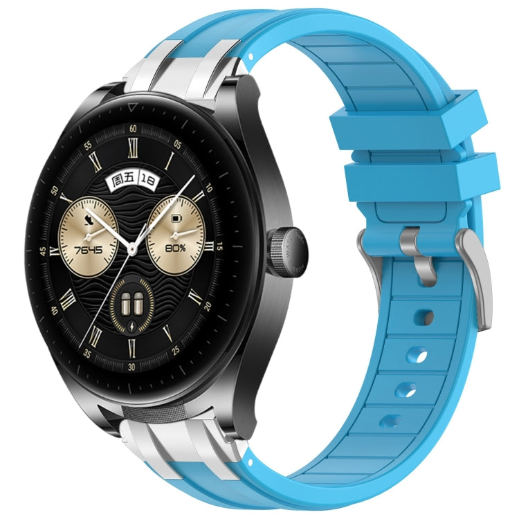 For Huawei Watch Buds 22mm Quick Release Silver Buckle Royal Silicone Watch Band(Sky Blue) - free shipping - PMC TechLife - Order now!