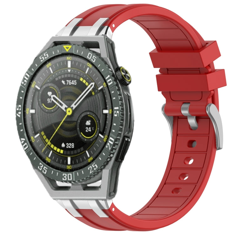 For Huawei Watch GT3 SE 22mm Quick Release Silver Buckle Royal Silicone Watch Band(Red) - free shipping - PMC TechLife - Order now!
