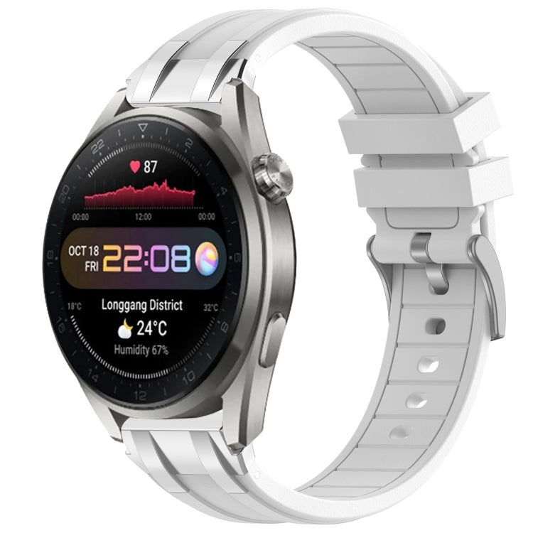 For Huawei Watch3 Pro New 22mm Quick Release Silver Buckle Royal Silicone Watch Band(White) - free shipping - PMC TechLife - Order now!