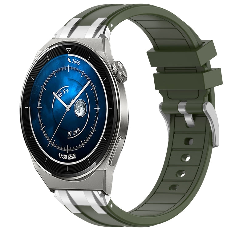 For Huawei Watch GT3 Pro 46mm 22mm Quick Release Silver Buckle Royal Silicone Watch Band(Olive Green) - free shipping - PMC TechLife - Order now!