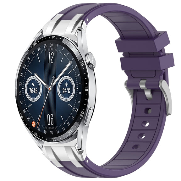 For Huawei Watch GT3 46mm 22mm Quick Release Silver Buckle Royal Silicone Watch Band(Purple)