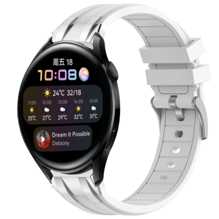 For Huawei Watch 3 22mm Quick Release Silver Buckle Royal Silicone Watch Band(White) - free shipping - PMC TechLife - Order now!