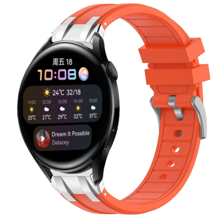 For Huawei Watch 3 22mm Quick Release Silver Buckle Royal Silicone Watch Band(Orange) - free shipping - PMC TechLife - Order now!