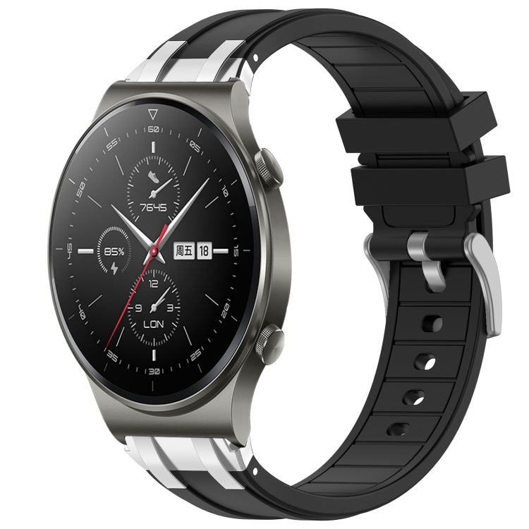 For Huawei Watch GT2 Pro 22mm Quick Release Silver Buckle Royal Silicone Watch Band(Black) - free shipping - PMC TechLife - Order now!