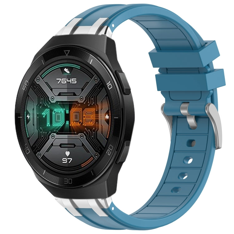 For Huawei Watch GT 2e 22mm Quick Release Silver Buckle Royal Silicone Watch Band(Sea Blue) - free shipping - PMC TechLife - Order now!