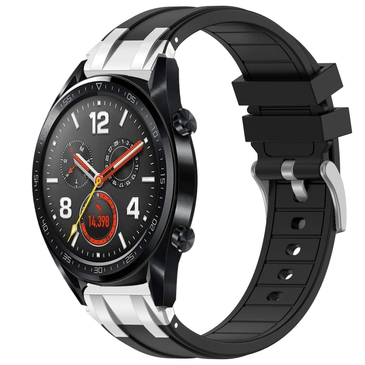 For Huawei Watch GT 22mm Quick Release Silver Buckle Royal Silicone Watch Band(Black) - free shipping - PMC TechLife - Order now!