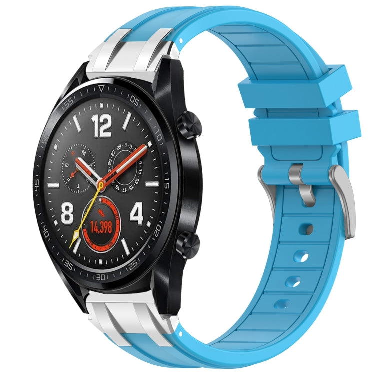 For Huawei Watch GT 22mm Quick Release Silver Buckle Royal Silicone Watch Band(Sky Blue) - free shipping - PMC TechLife - Order now!