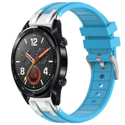 For Huawei Watch GT 22mm Quick Release Silver Buckle Royal Silicone Watch Band(Sky Blue)