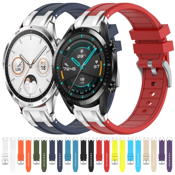 For Huawei Watch GT3 46mm 22mm Quick Release Silver Buckle Royal Silicone Watch Band(Olive Green)