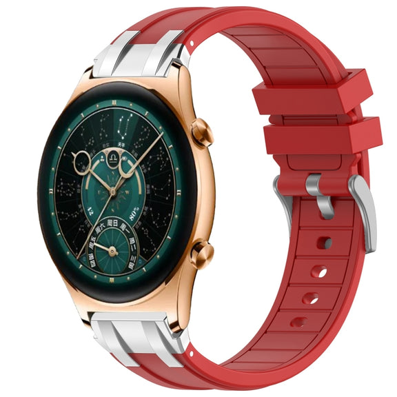 For Honor Watch GS 4 22mm Quick Release Silver Buckle Royal Silicone Watch Band(Red)