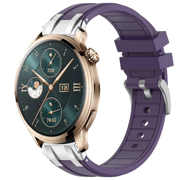 For Honor Watch 4 Pro 22mm Quick Release Silver Buckle Royal Silicone Watch Band(Purple)
