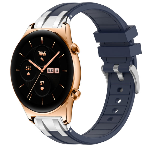 For Honor Watch GS 3 22mm Quick Release Silver Buckle Royal Silicone Watch Band(Navy Blue)