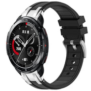 For Honor Watch GS Pro 22mm Quick Release Silver Buckle Royal Silicone Watch Band(Black)