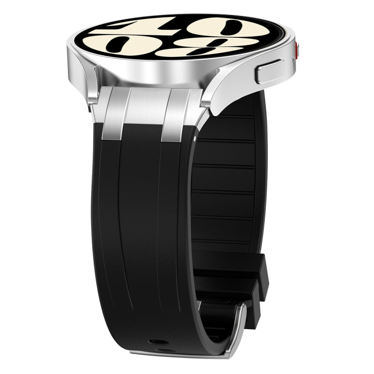 For Honor Watch GS Pro 22mm Quick Release Silver Buckle Royal Silicone Watch Band(Black)