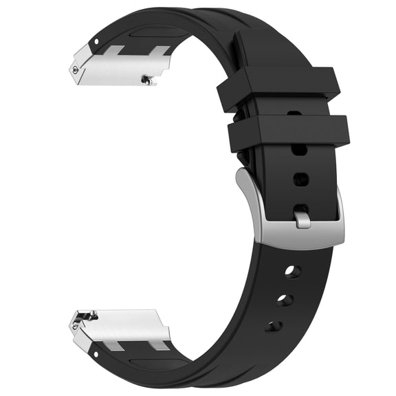 For Honor Watch GS Pro 22mm Quick Release Silver Buckle Royal Silicone Watch Band(Black)