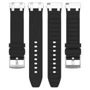 For Honor Watch GS Pro 22mm Quick Release Silver Buckle Royal Silicone Watch Band(Black)