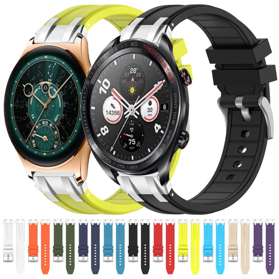 For Honor Watch GS 4 22mm Quick Release Silver Buckle Royal Silicone Watch Band(White)