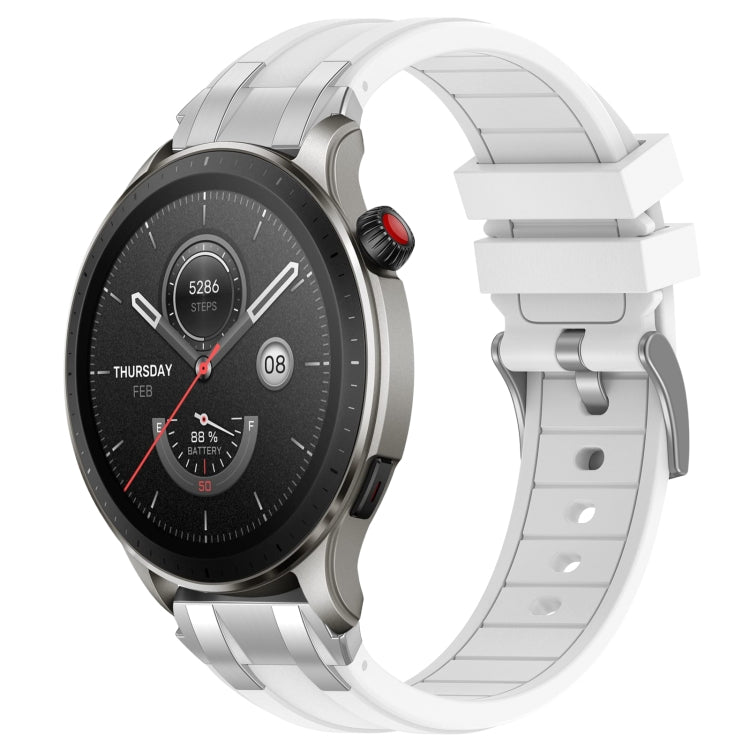 For Amazfit Watch GTR 4 22mm Quick Release Silver Buckle Royal Silicone Watch Band(White) - free shipping - PMC TechLife - Order now!