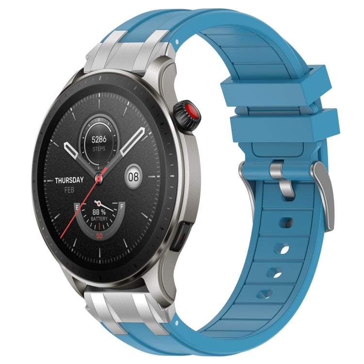 For Amazfit Watch GTR 4 22mm Quick Release Silver Buckle Royal Silicone Watch Band(Sea Blue) - free shipping - PMC TechLife - Order now!