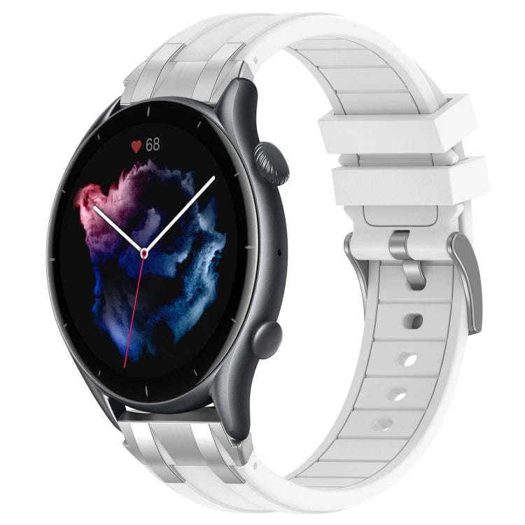 For Amazfit Watch GTR 3 22mm Quick Release Silver Buckle Royal Silicone Watch Band(White) - free shipping - PMC TechLife - Order now!