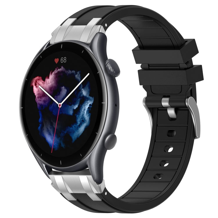 For Amazfit Watch GTR 3 22mm Quick Release Silver Buckle Royal Silicone Watch Band(Black) - free shipping - PMC TechLife - Order now!