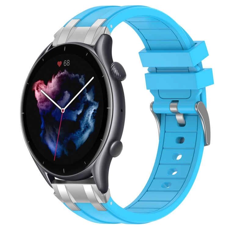 For Amazfit Watch GTR 3 22mm Quick Release Silver Buckle Royal Silicone Watch Band(Sky Blue) - free shipping - PMC TechLife - Order now!