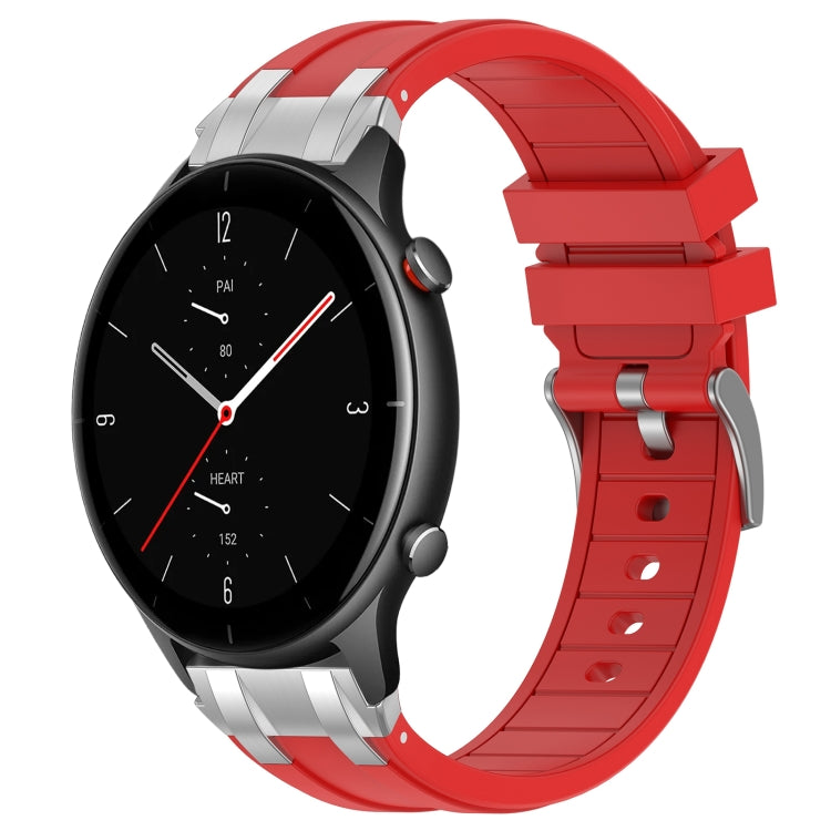 For Amazfit Watch GTR 2e 22mm Quick Release Silver Buckle Royal Silicone Watch Band(Red) - free shipping - PMC TechLife - Order now!