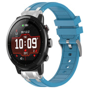 For Amazfit Sport Watch 3 22mm Quick Release Silver Buckle Royal Silicone Watch Band(Sea Blue)